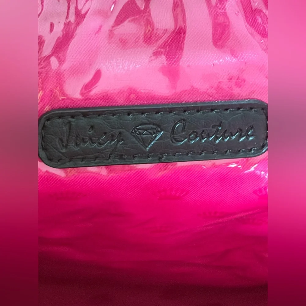 Juicy Couture Pink & Blue Glitter Shimmer Velvet Wristlet Pouch Clutch Bag